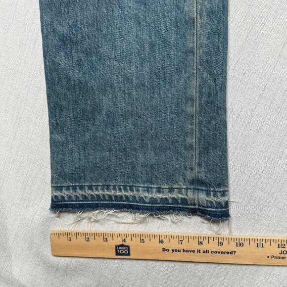 Amiri Distressed Raw Hem Jeans Blue Medium Wash Straight Leg Denim Size 34 - Picture 13 of 15